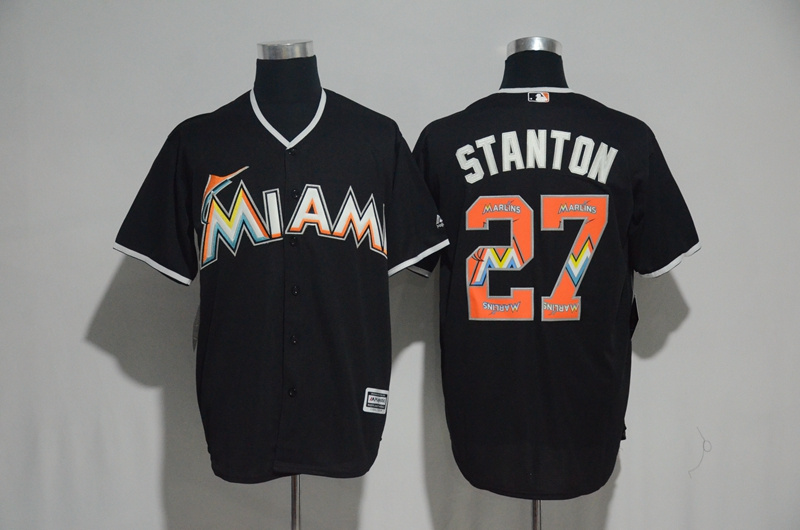 2017 MLB Miami Marlins #27 Stanton Black Fashion Edition Jerseys->new york mets->MLB Jersey